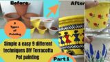 Terracotta Pot painting idea |Acrylic paint | 9 Different step by step techniques of pot painting