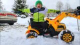 The Tractor Stuck in SNOW need help! Liam to the rescue on power wheels