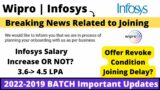 Wipro Infosys Breaking News Offer Revoke Condition Onboarding Mail Update Infosys Salary 3.6-4.5LPA?