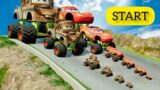 Big & Small Tow Mater vs DOWN OF DEATH in BeamNG drive | part 1