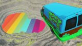 BeamNG drive – Leap Of Death Car Jumps & Falls Into Rainbow Colors Lake #11 | BeamNG-Destruction