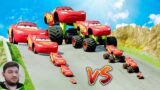 Big & Small Lightning Mcqueen on One Wheel vs DOWN OF DEATH in BeamNG reaction BeamNG