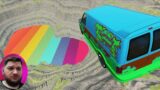 BeamNG drive   Leap Of Death Car Jumps & Falls Into Rainbow Colors Lake BeamNG Destruction