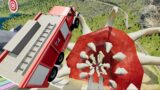 BeamNG.Drive – Slant Of Death Car Jumps & Crashes Police Car, Fire Truck, School Bus