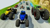 Big & Small Cars and Monster Trucks Vs DOWN OF DEATH in BeamNG.drive