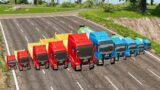 Big & Small Heavy construction trucks vs DOWN OF DEATH and Porthole – BeamNG.drive