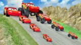 Big & Small Lightning Mcqueen vs MONSTER TRUCK Lightning Mcqueen vs DOWN OF DEATH in BeamNG.drive