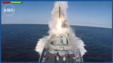Black Sea fleet frigate launch Caliber missiles at Ukrainian target