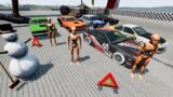 Cars VS DOWN OF DEATH with teleport in BeamNG.drive