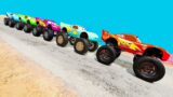 Colored Monster Truck Big & Small Mcqueen vs DOWN OF DEATH in BeamNG.drive