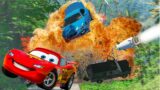 DEADLY RACE! Angry McQueen vs Tow Mater vs Down of Death in BeamNG.Drive
