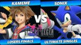 Glitch Regen Losers Finals – Sonix (Sonic) Vs. Kameme (Sora) Smash Ultimate Tournament