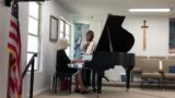 LadyJane Mason at the piano along with Barbara White singing “Broken pieces”.