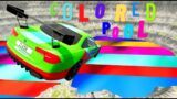 Leap Of Death Car Jumps & Falls Into Colored Pool – BeamNG Drive – BeamNG Clash