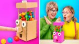 MUST TRY PARENTING HACKS WITH CARDBOARD || DIY Candy Dispenser! Tricks For Smart Parents by 123 GO!