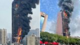 Massive Fire At China Skyscraper, Dozens Of Floors Burning Ferociously | China Telecom building fire