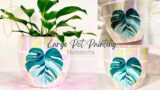 Painting a large Terracotta Pot | Monsteria Painting | Diy Pot Painting