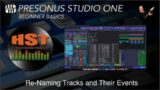 Re-Naming Tracks And Their Events – PreSonus Studio One Beginner Training