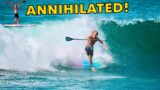 Surfer Tries Stand Up Paddle Boarding For the FIRST TIME in GNARLY WAVES!