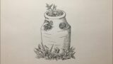 Terracotta pot drawing (time lapse)