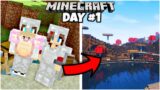 WE FOUND THE RAREST BIOME ON DAY 1! Minecraft 100 DAY Longplay WITH GIRLFRIEND @zzRlynn  EP.1