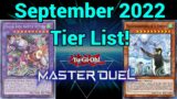 What Decks Will Be the Best Post Banlist? | Master Duel September 2022 Tier List Prediction |