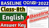 class 8th Baseline Test english 2022 ll Baseline Assessment english class 8 ll Bse Odisha
