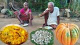 farm fresh PUMPKIN Curry with Small fish Cooking&eating by our old tribe Grandma||rural India….