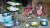 how to cook village poor grandma FISH CURRY and eating with water rice || rural poor people life