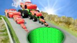 Big & Small Monster Truck Mcqueen vs Big & Small Mcqueen vs DOWN OF DEATH SPEED BOOST in BeamNG