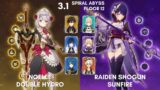 C6 Noelle Double Hydro & C2 Raiden Shogun Sunfire | 3.1 Spiral Abyss Floor 12