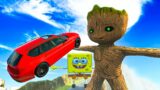 Car vs Groot vs SpongeBob's vs DOWN OF DEATH – BeamNG Drive