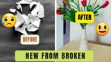 Cool idea to make new from broken | How to fix broken vase and save money @Jiffy Art #diycraft