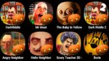 Dark Riddle,Mr Meat,The Baby In Yellow,Angry Neighbor,Scary Teacher 3D Stone Age,Hello Neighbor