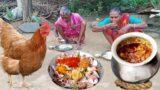 Deshi Katuli chicken Curry in tribal village cooking style by tribe grandmothers||rural village life