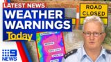 Emergency weather warnings issued across three states | 9 News Australia