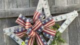 Farmhouse style star using Dollar Tree Race Tracks, Patriotic decor, Budget friendly home decor