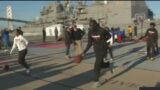 Fleet Week: Lucky kids shoot hoops with sailors and marines aboard USS Princeton