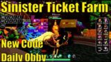 How to FARM FAST SINISTER TICKETS | 9-2 Dungeon | How to beat Daily Obby | Hidden Pumpkin – NEW CODE