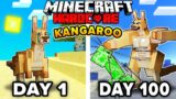 I Survived 100 DAYS as a KANGAROO in HARDCORE Minecraft!