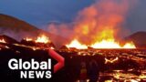 Iceland volcano eruption puts on fiery show for spectators