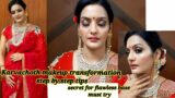 Karvachoth red saree makeup transformation # follow one step to get HD base# festive makeup look .