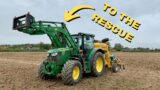 LOADER TRACTOR TO THE RESCUE | DRILLING WITH A JOHN DEERE 6125r & CLAYDON DRILL!