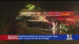Part of Storrow Drive closed for hours after truck crashes in BU bridge