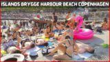 Tourists Popular Islands Brygge Harbour Beach Copenhagen Denmark-Walk Around Crowded Beach in Summer
