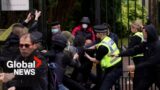 Violence erupts at Hong Kong pro-democracy protest outside Chinese consulate in Manchester