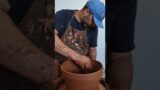 throwing a swirly terracotta planter