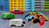 An accident occurred on icy road. Ambulance dispatch to the rescue. Tomica Siku car toy play