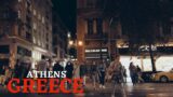 Athens, Greece | Night Walking tour 4K | Greece November 2022 | Barefoot Walks