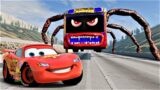 Big & Small Lightning Mcqueen vs DOWN OF DEATH with BUS EATER in BeamNG.drive